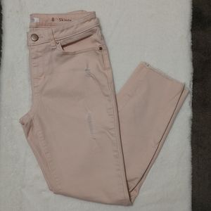 Lauren Conrad Pale Peach Distressed Skinny Jeans 8